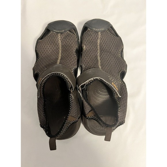 Crocs‎ Sandal Swiftwater Fisherman Deck Water Sport Mesh Espresso Shoe Mens Sz 9 - Picture 2 of 6